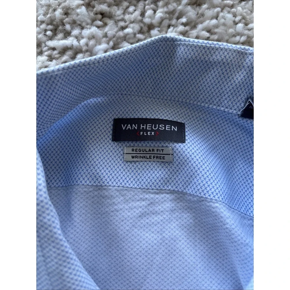Mens Van‎ Heusen Regular Fit Blue Button Up Long Sleeve Shirt Size 34/35